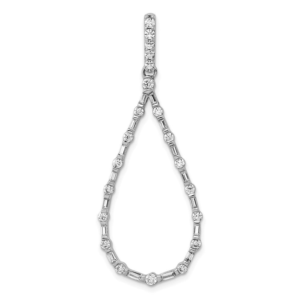 14k white gold 3 4ct real diamond teardrop pendant pm3829 075 wa