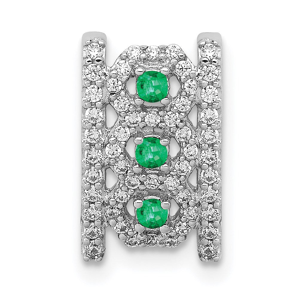 14k white gold real diamond emerald fancy pendant pm3843 em 025 wa