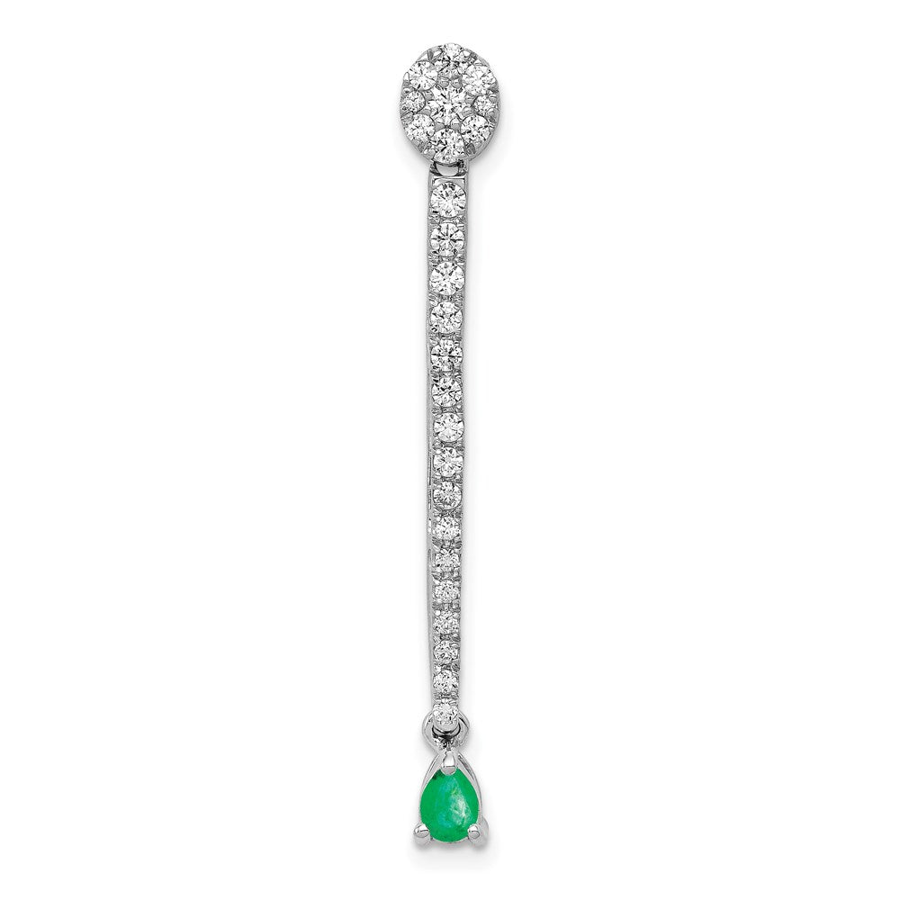 14k white gold real diamond teardrop emerald fancy pendant pm3882 em 060 wa