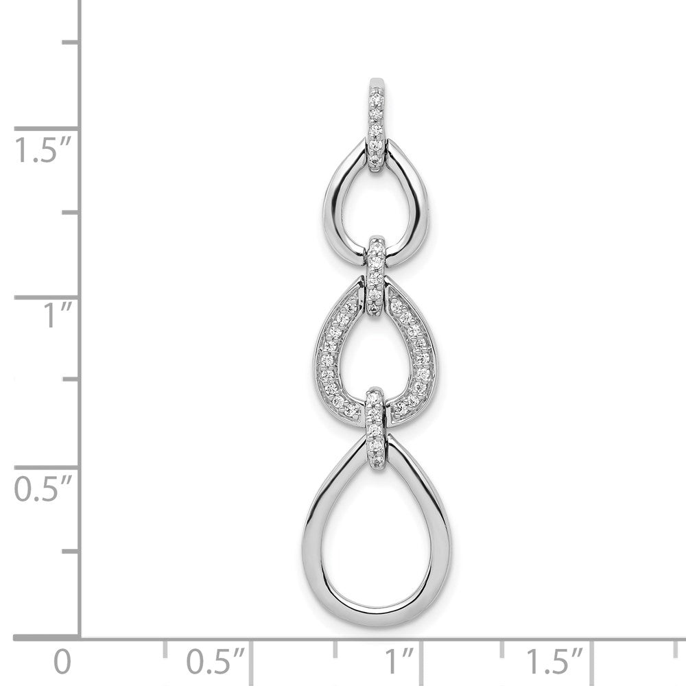 Solid 14k White Gold 1/8ct. Simulated CZ Fancy Teardrop Dangle Pendant
