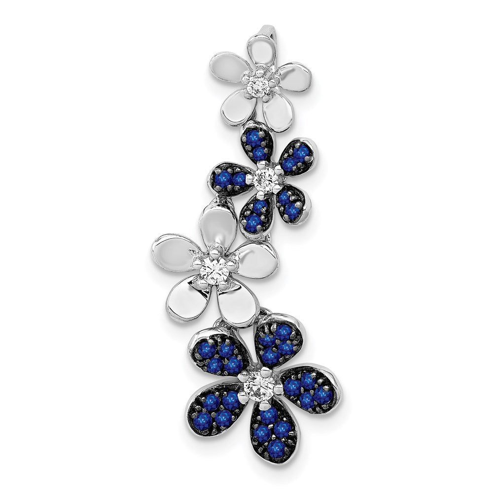 14k white gold real diamond and 29 sapphire 4 flowers pendant pm4045 sa 012 wa