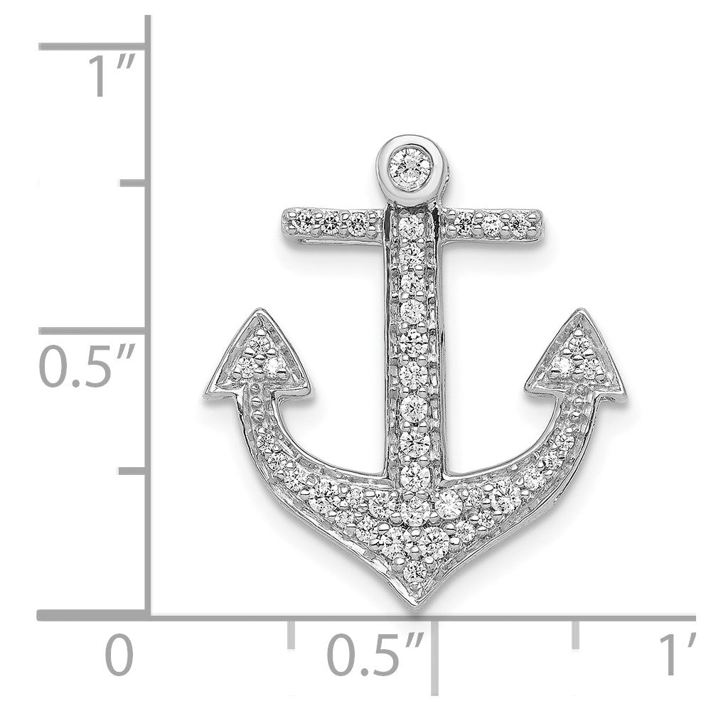 Solid 14k White Gold 1/4ct. Simulated CZ Anchor Chain Slide
