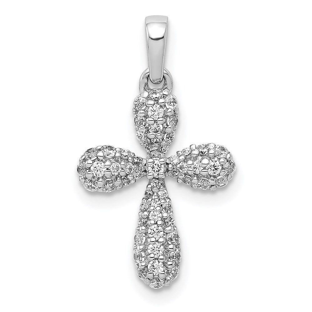14k white gold 1 3ct real diamond cross pendant pm4056 033 wa