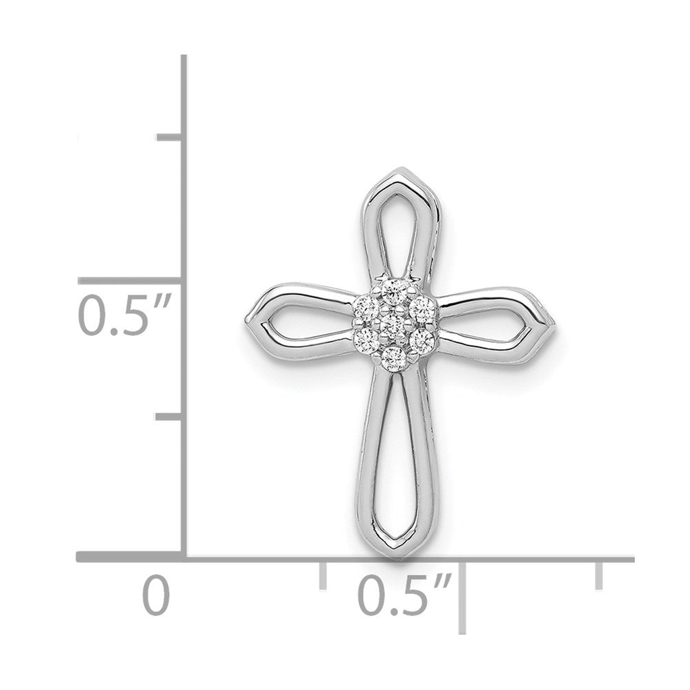 Solid 14k White Gold 1/20ct. Simulated CZ Cross Pendant