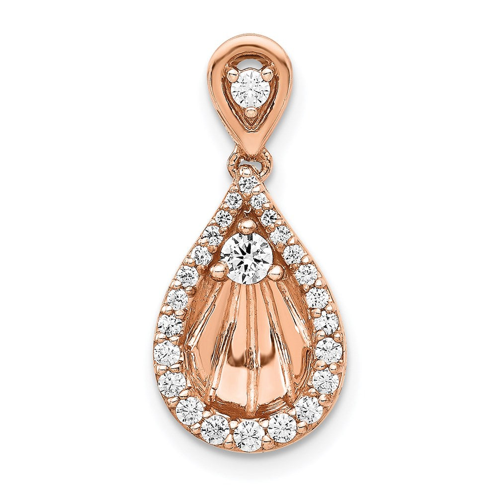 14k rose gold 3 8ct real diamond vintage teardrop pendant pm4246 038 ra