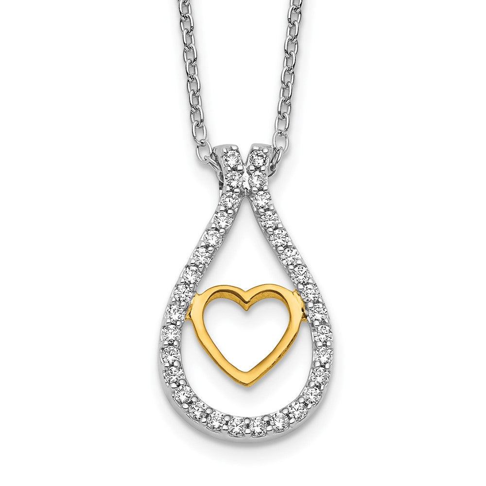 14k two tone gold real diamond heart pendant pm4365 025 wya