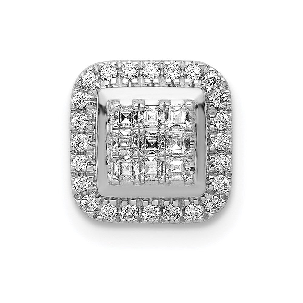 14k white gold 1 4ct real diamond square cluster pendant pm4369 025 wa