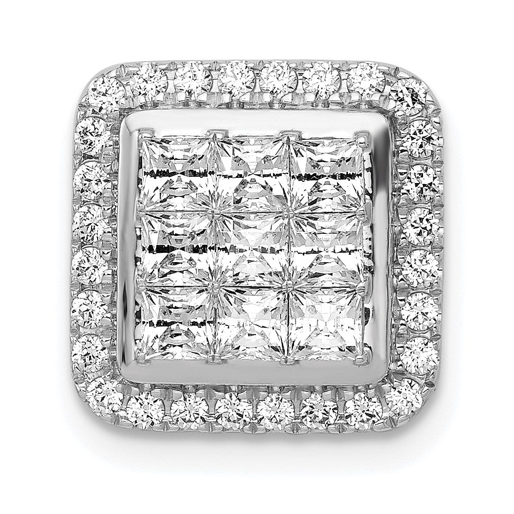 14k white gold 1ct real diamond square cluster pendant pm4369 100 wa