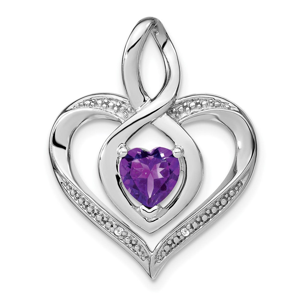 sterling silver amethyst and real diamond pendant pm4440 am 001 ssa