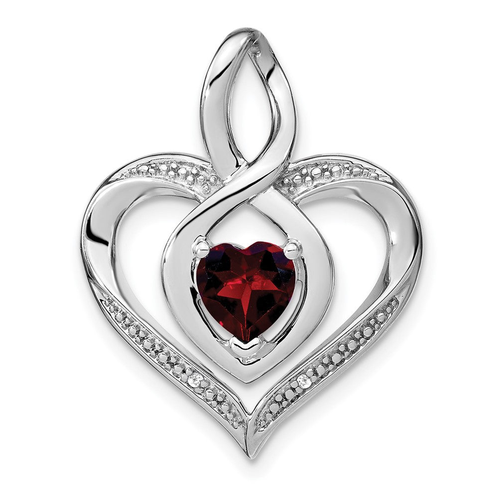 sterling silver garnet and real diamond pendant pm4440 ga 001 ssa