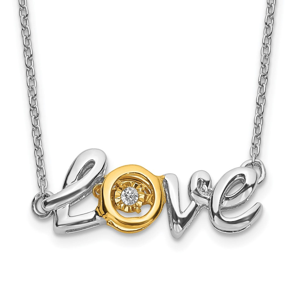 14k two tone gold love moving real diamond 18in necklace pm4697 003 wya