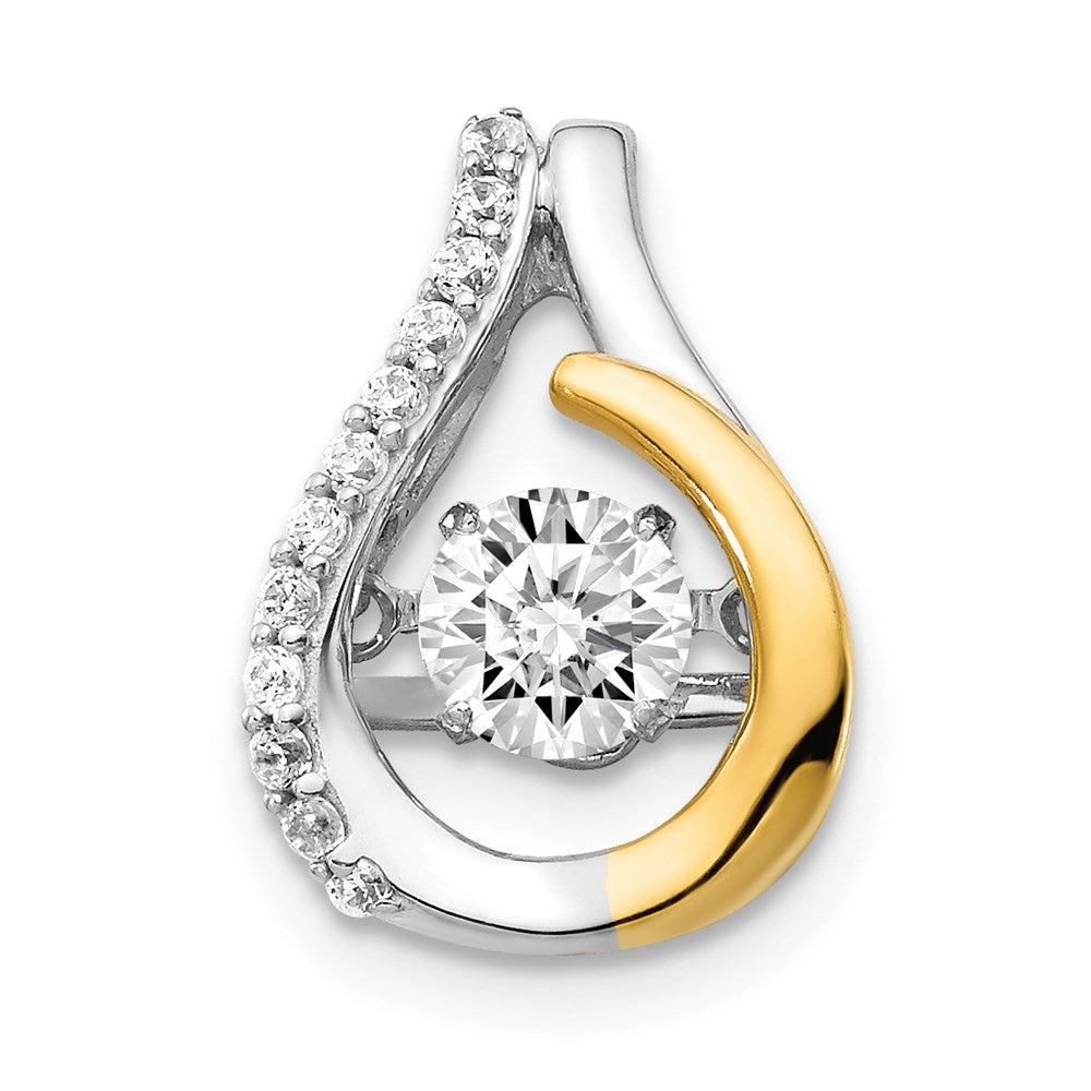 14k two tone gold 1 2ct vibrant real diamond teardrop slide pendant pm4726 050 wya