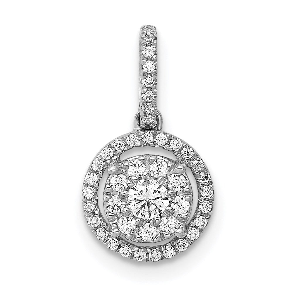 14k white gold 1 4ct real diamond round halo cluster pendant pm4744 025 wa