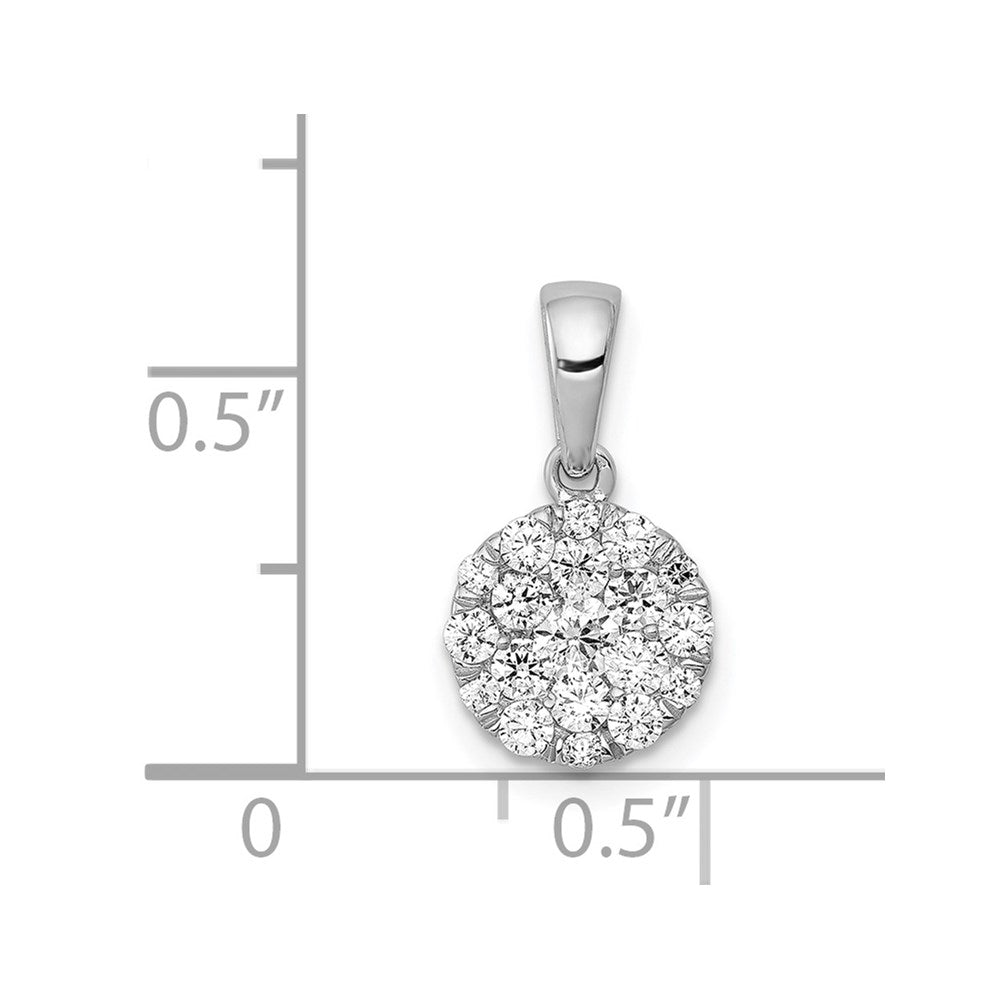 Solid 14k White Gold 1/2ct. Simulated CZ Circle Cluster Pendant