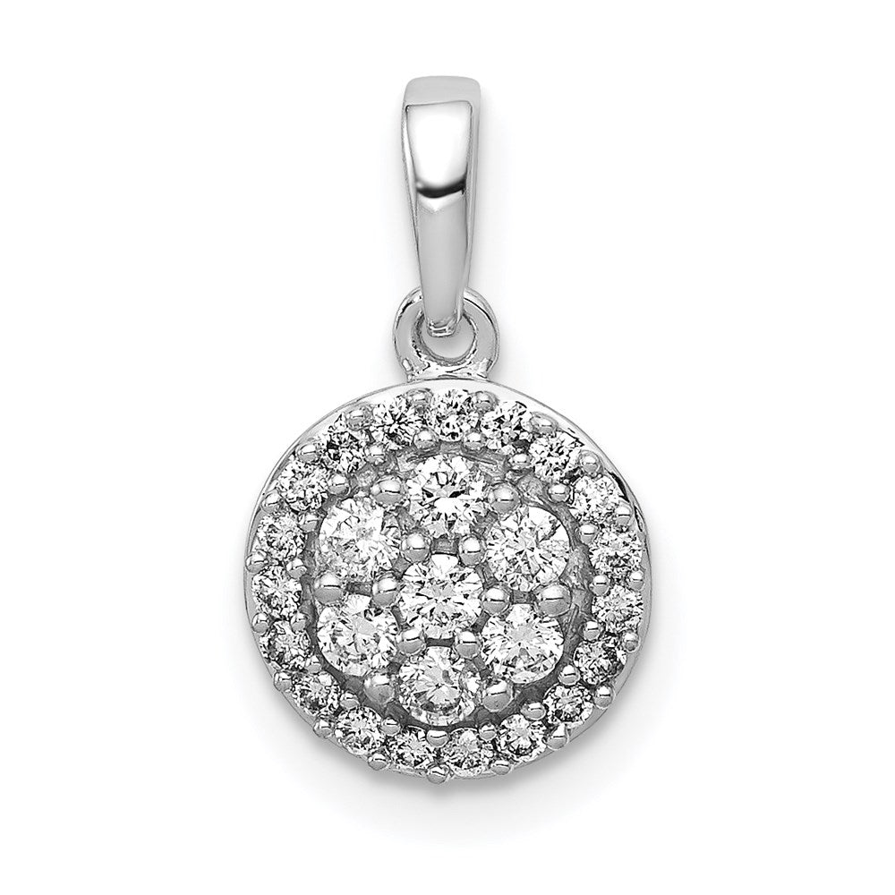 14k white gold 1 4ct real diamond round halo cluster pendant pm4751 025 wa