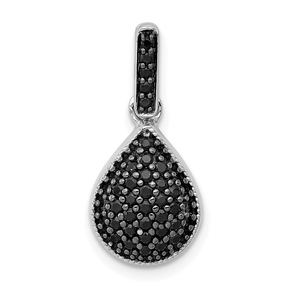 14k white gold 1 4ct black real diamond teardrop pendant pm4771 bk 025 wa