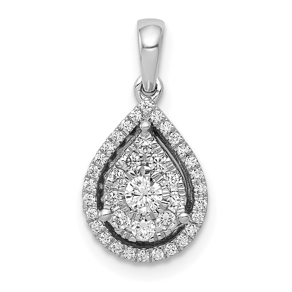 14k white gold real diamond teardrop pendant pm4773 033 wa