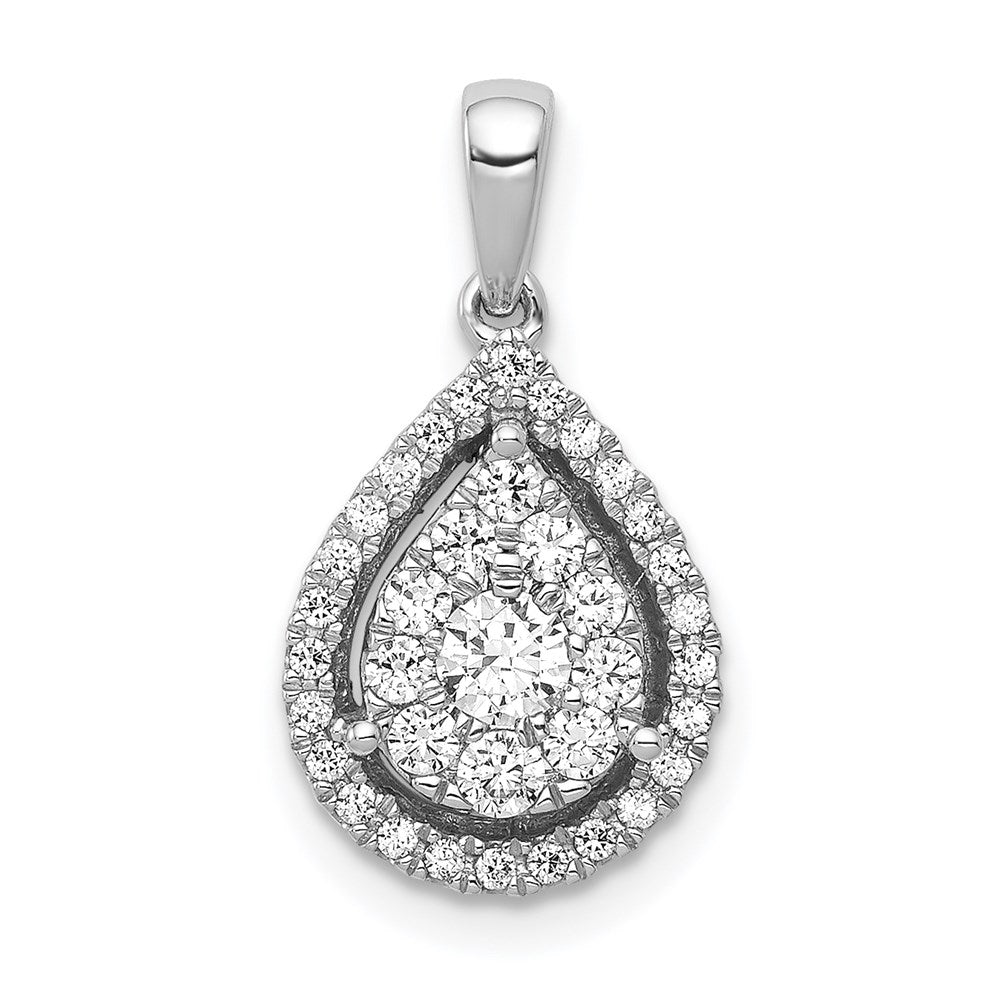 14k white gold 1 2ct real diamond teardrop pendant pm4773 050 wa