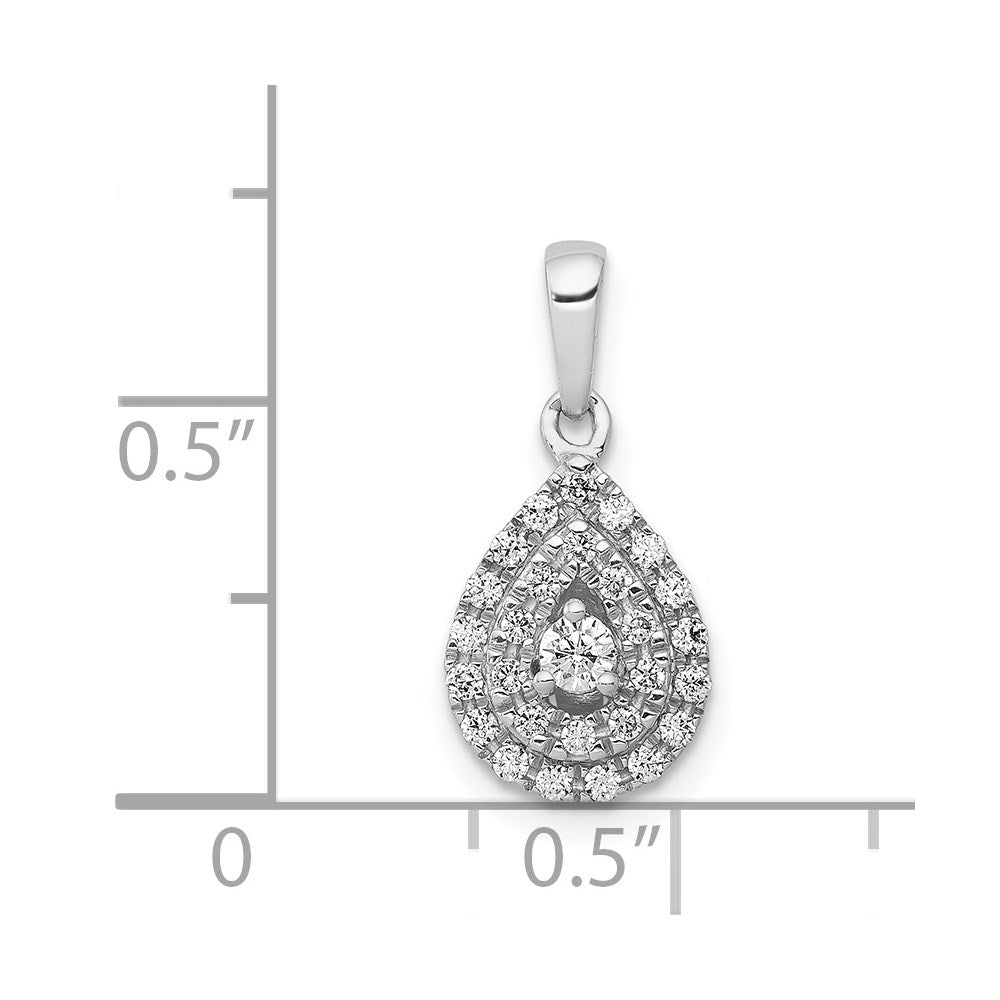 Solid 14k White Gold 1/4ct. Simulated CZ Teardrop Pendant