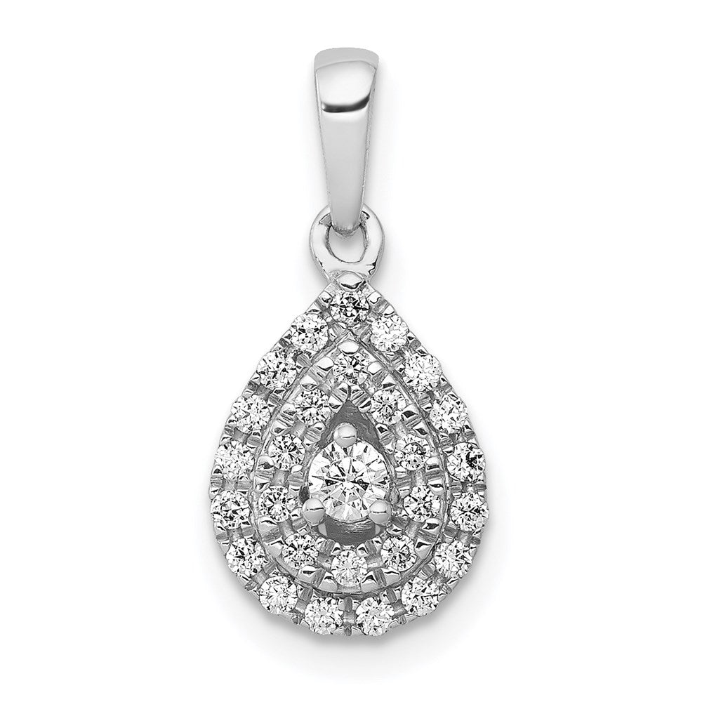 14k white gold 1 4ct real diamond teardrop pendant pm4775 025 wa