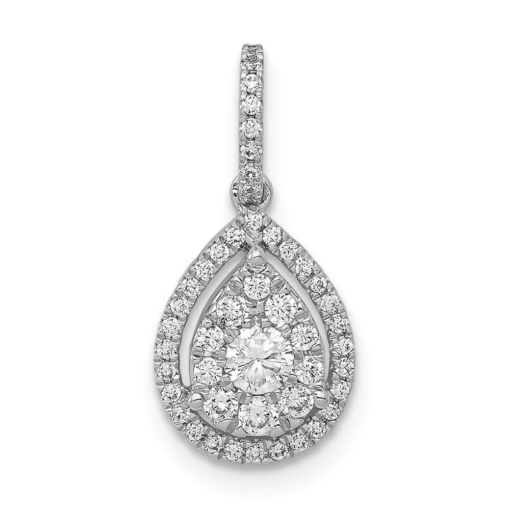14k white gold 1 3ct real diamond teardrop pendant pm4776 033 wa