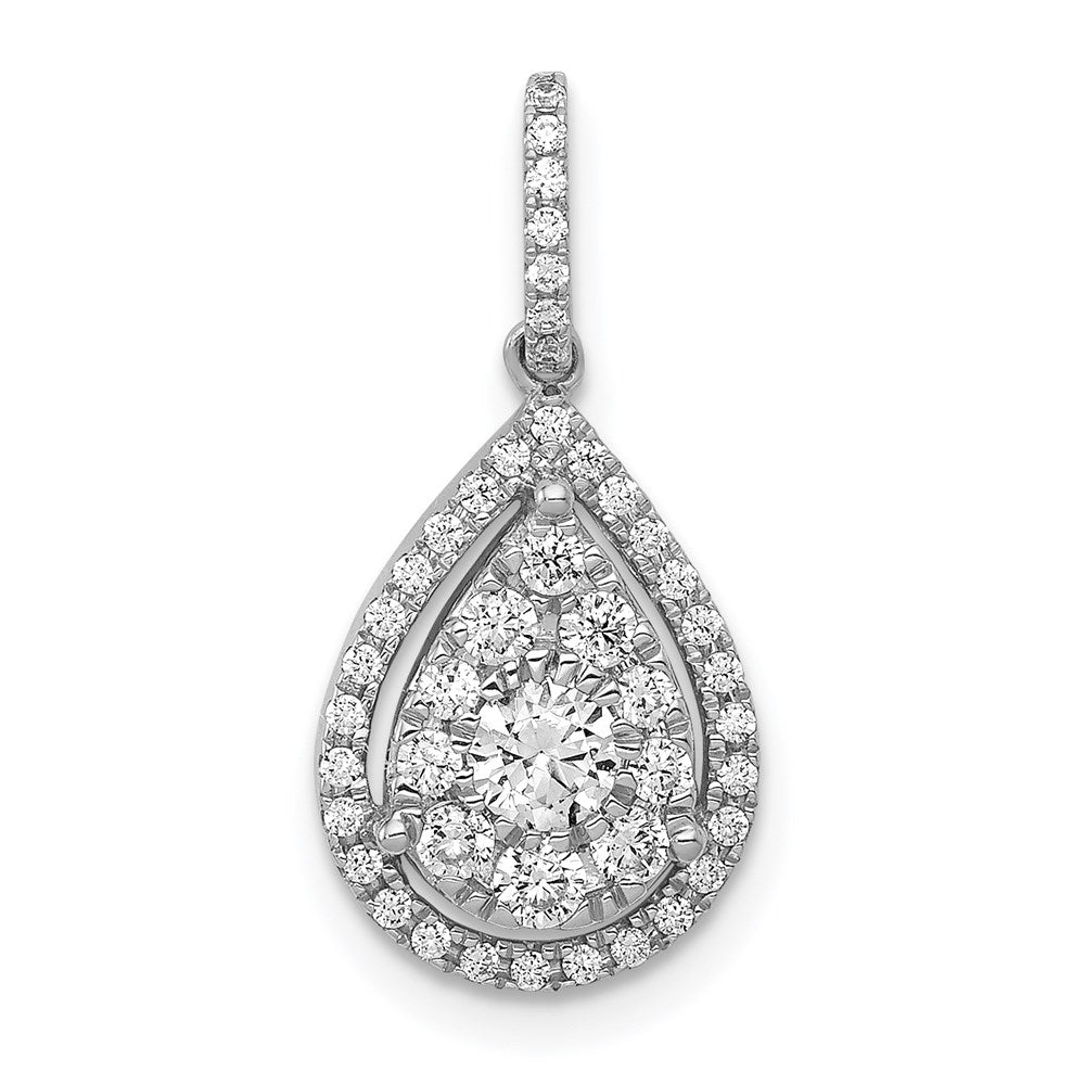 14k white gold 1 2ct real diamond teardrop pendant pm4776 050 wa