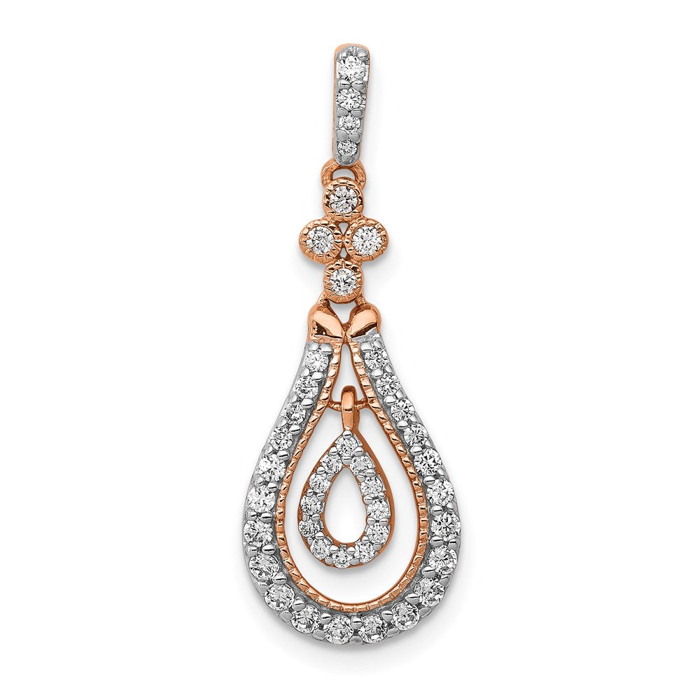 14k rose gold 1 3ct real diamond double teardrop dangle pendant pm4792 033 ra