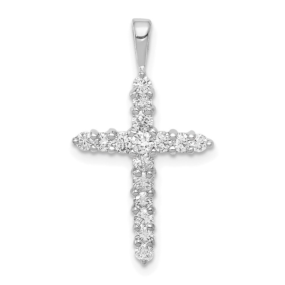 14k white gold aa 1 2ct real diamond cross pendant pm4949 050 wa