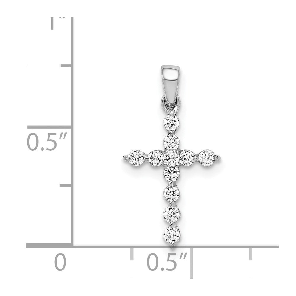 Solid 14k White Gold 1/4ct. Simulated CZ Cross Pendant
