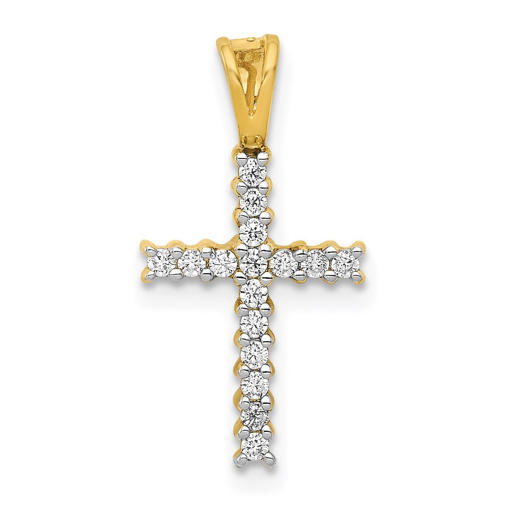 14k yellow gold 1 6ct real diamond latin cross pendant pm4973 016 ya