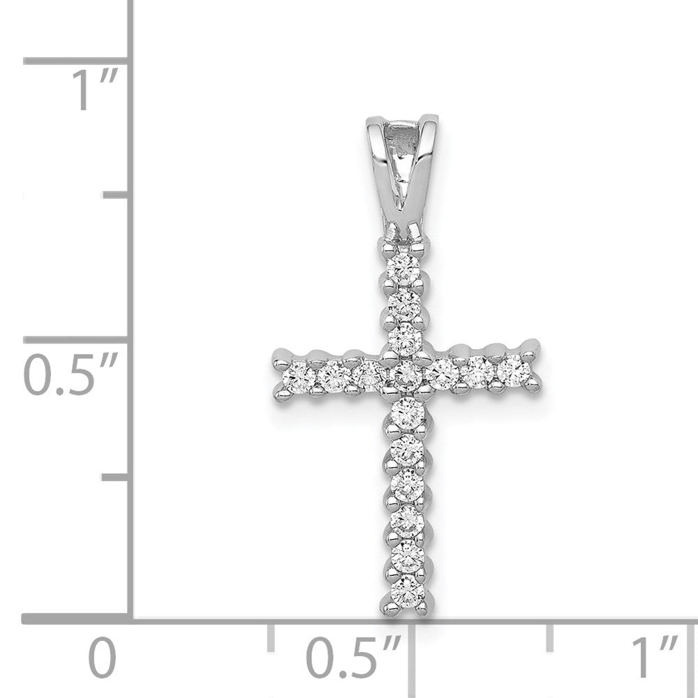Solid 14k White Gold 1/4ct. Simulated CZ Latin Cross Pendant