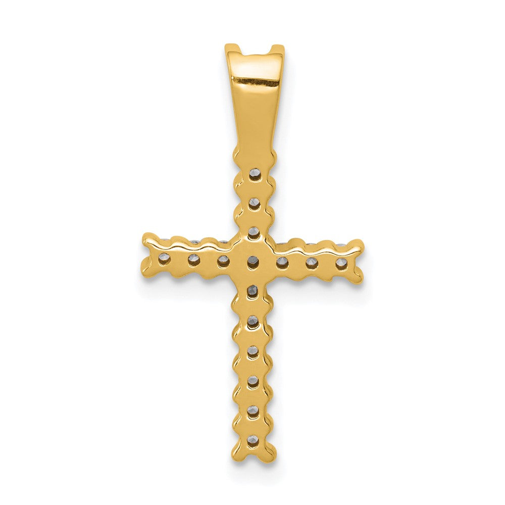 Solid 14k Yellow & Rhodium and Simulated CZ Latin Cross Pendant