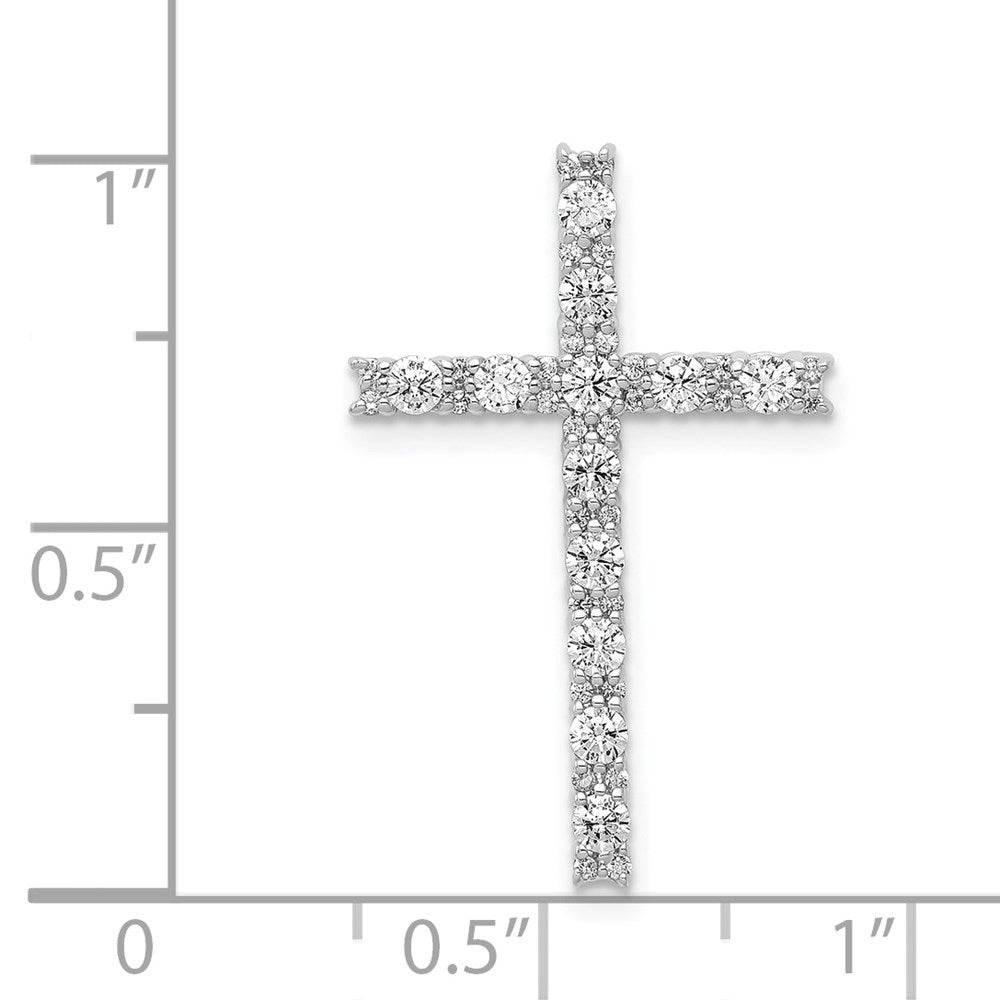 Solid 14k White Gold Simulated CZ Latin Cross Pendant