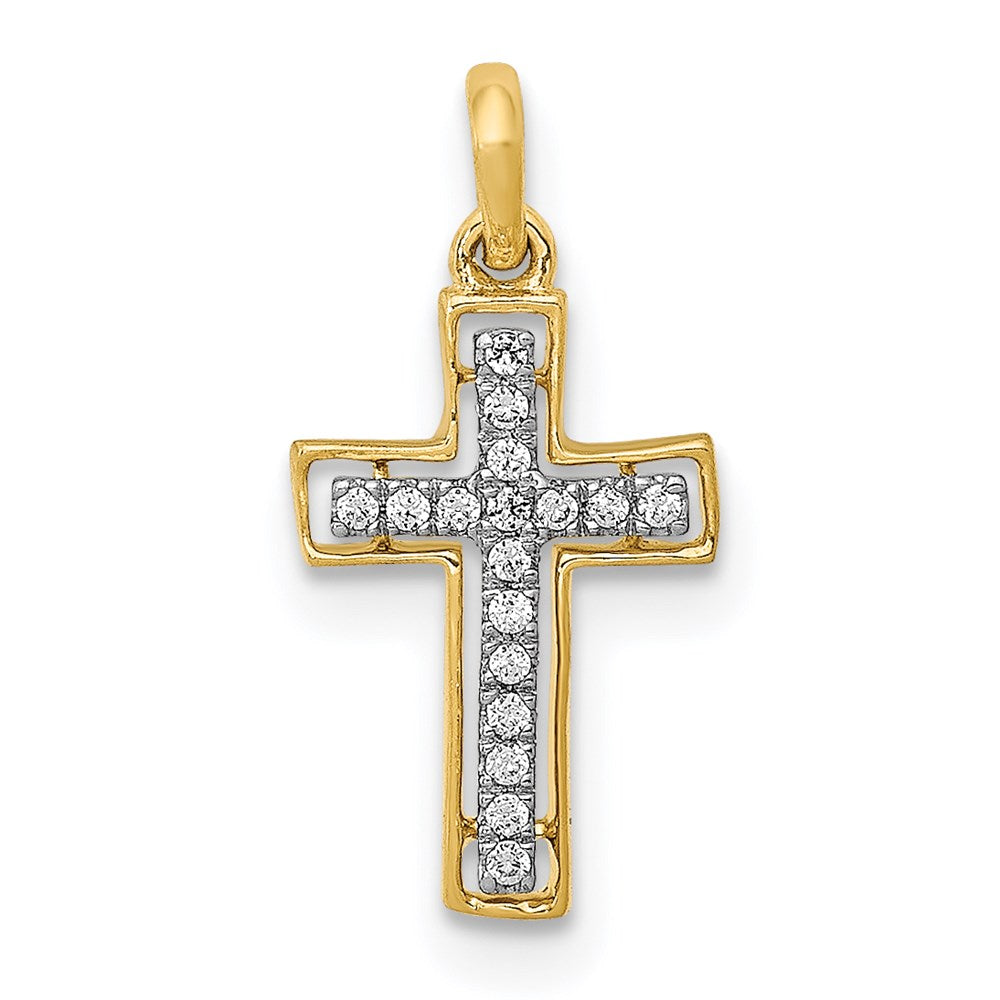 14k yellow gold and rhodium 1 20ct real diamond cross pendant pm4981 005 ya