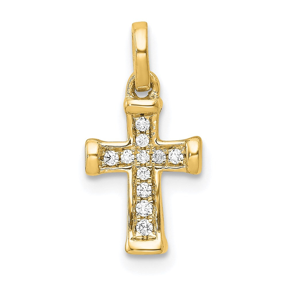 14k yellow gold small 1 20ct real diamond latin cross pendant pm4982 005 ya