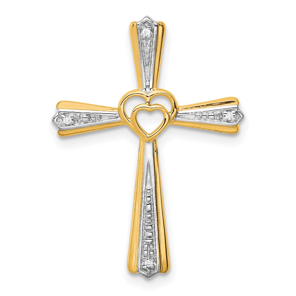 14k yellow gold rhodium real diamond cross pendant pm4995 001 ya