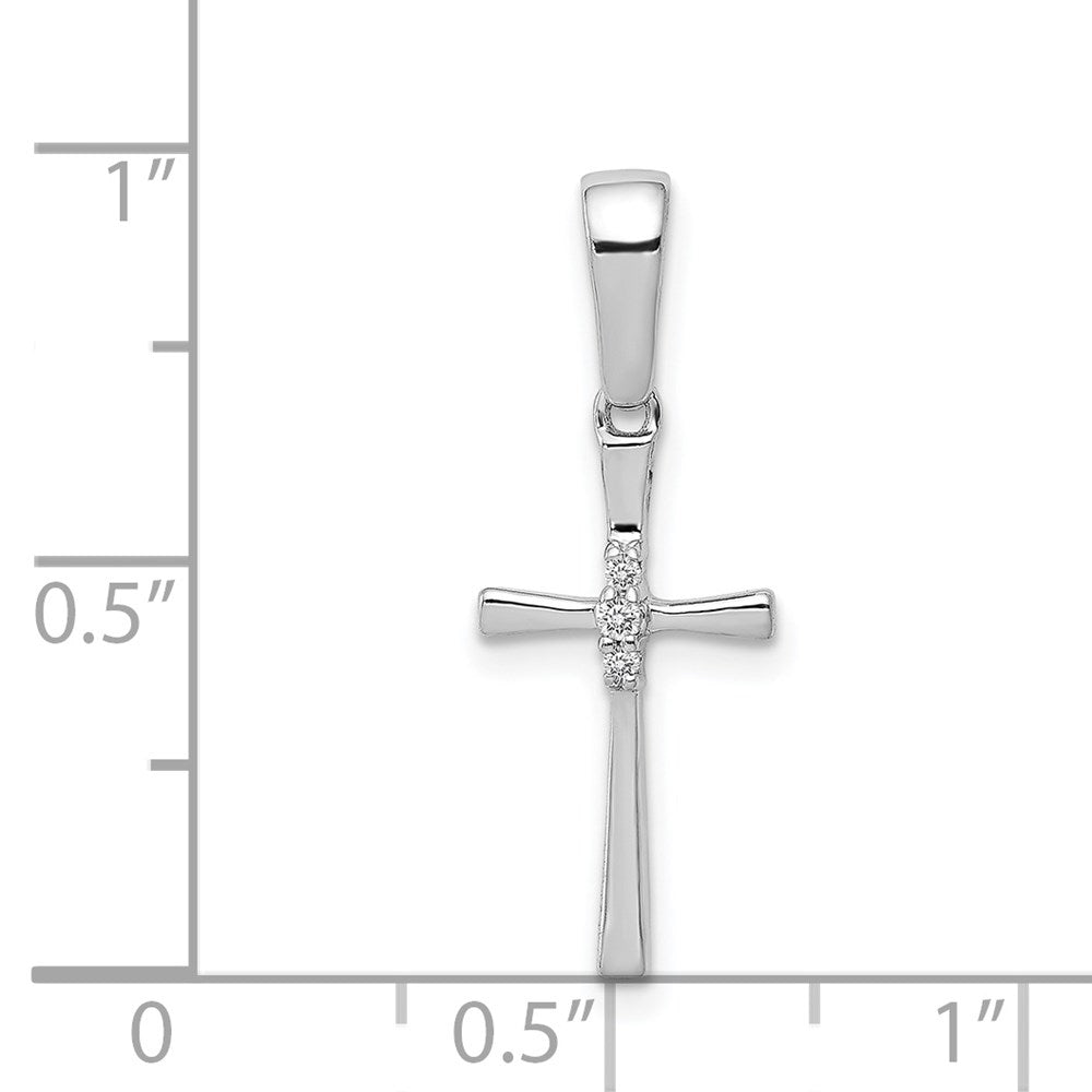 Solid 14k White Gold .02ct. Simulated CZ Cross Pendant