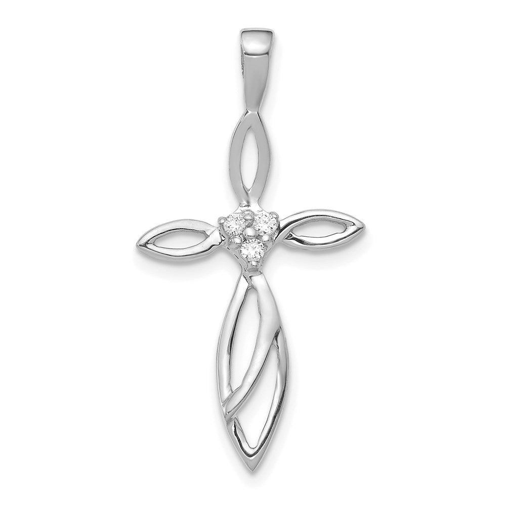 14k white gold aa real diamond cross pendant pm5014 005 wa