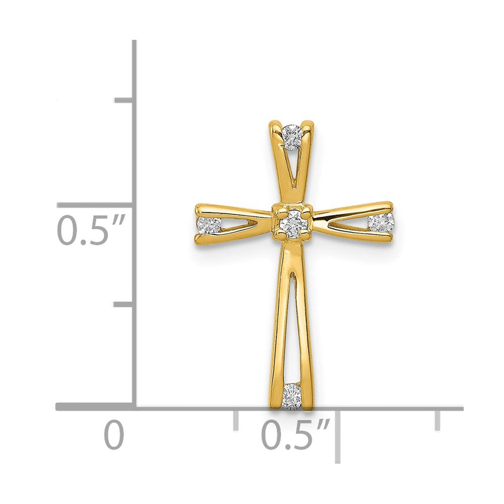 Solid 14k Yellow Gold AA Simulated CZ Cross Pendant
