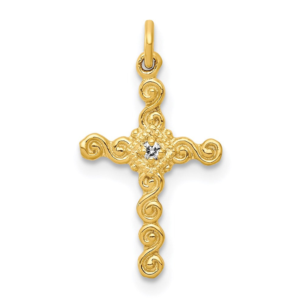 14k yellow gold small 01ct real diamond cross charm pm5027 001 ya