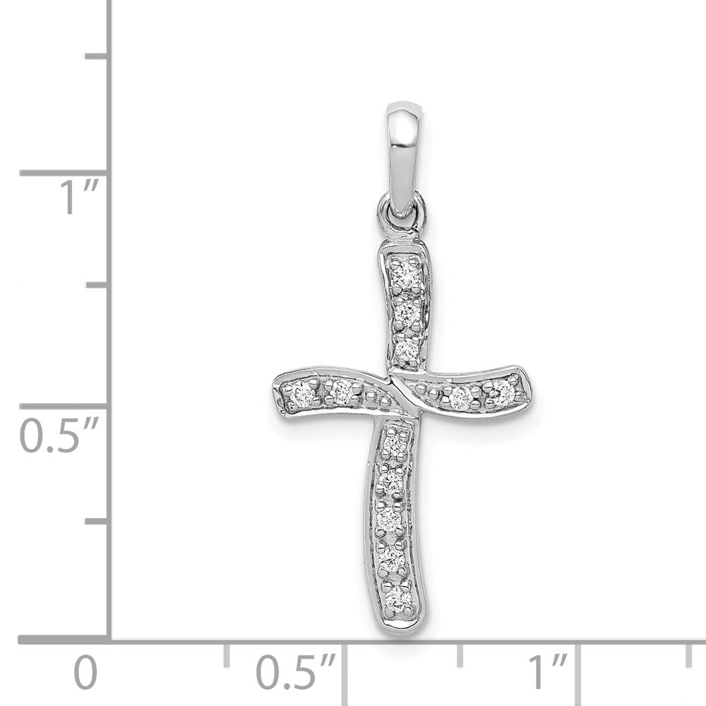 Solid 14k White Gold 1/8ct. Simulated CZ Cross Pendant