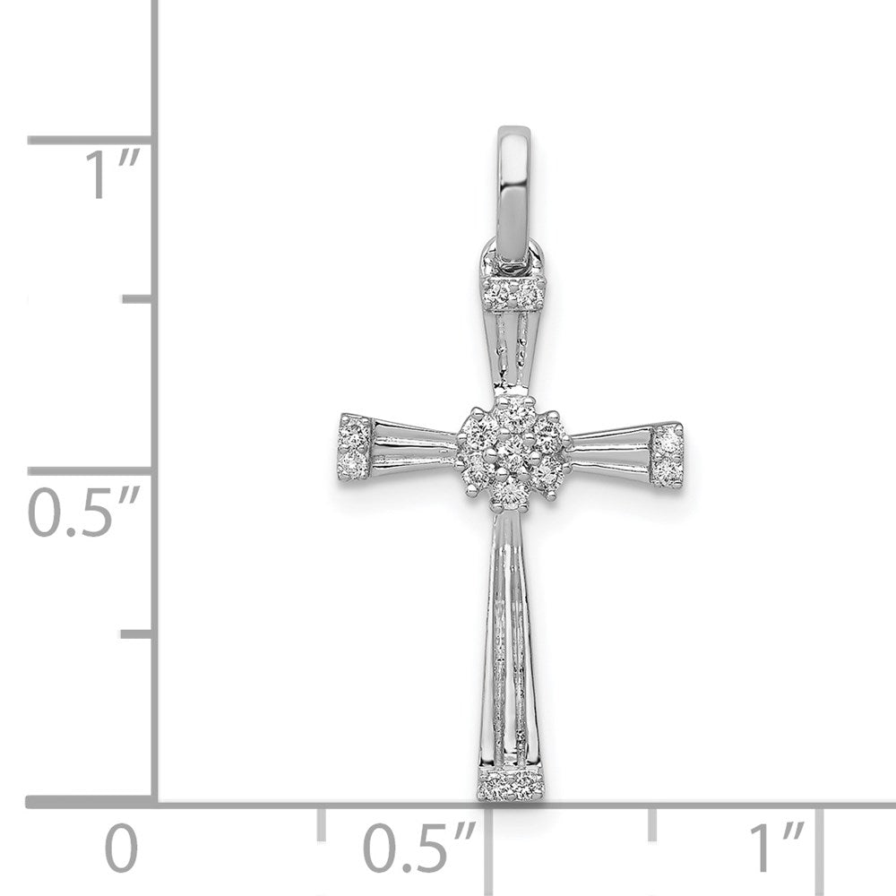 Solid 14k White Gold 1/6ct. Simulated CZ Cross Pendant