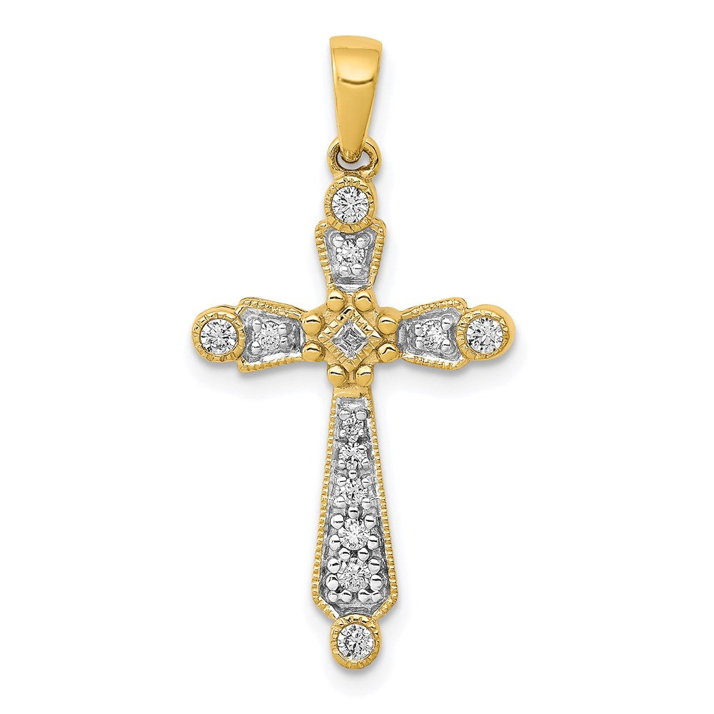 14k yellow gold 1 5ct real diamond cross pendant pm5063 020 ya
