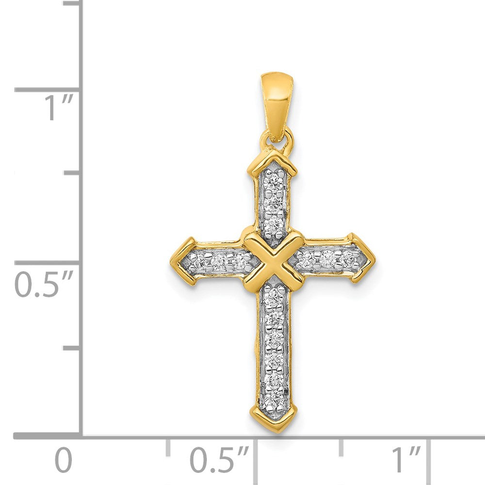 Solid 14k Yellow Gold Passion Simulated CZ Cross Pendant