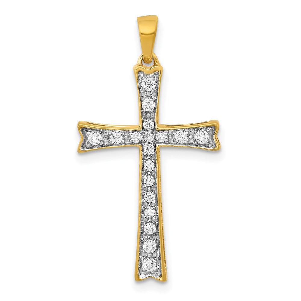 14k yellow gold 1 5ct real diamond cross pendant pm5065 020 ya