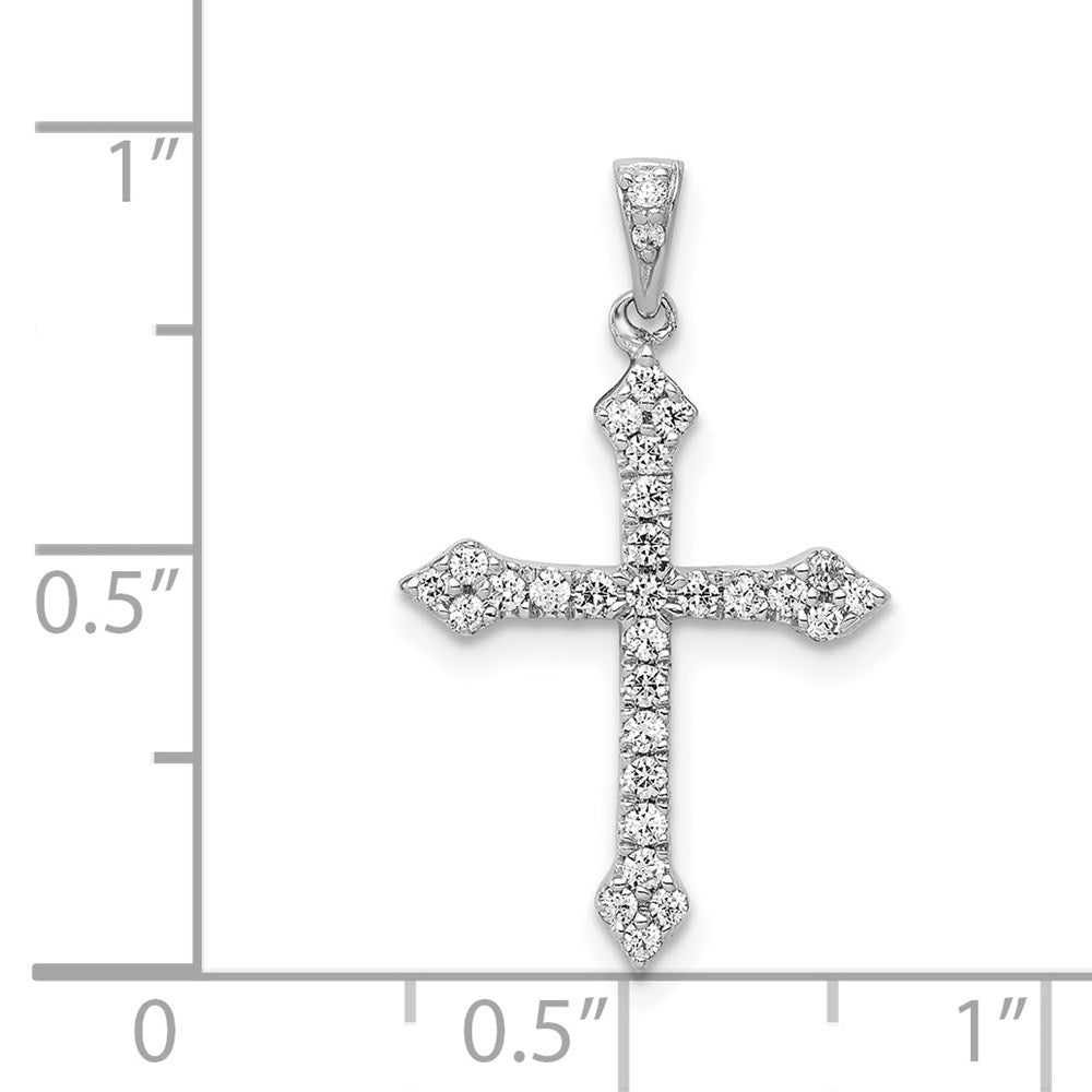 Solid 14k White Gold 1/4ct. Simulated CZ Cross Pendant