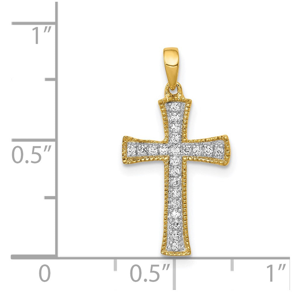 Solid 14k Yellow Gold 1/10ct. Simulated CZ Cross Pendant