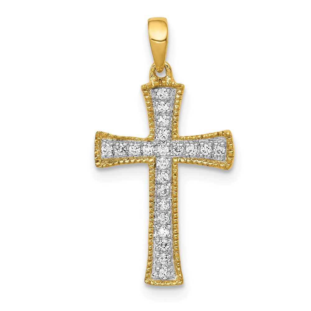 14k yellow gold 1 10ct real diamond cross pendant pm5074 010 ya