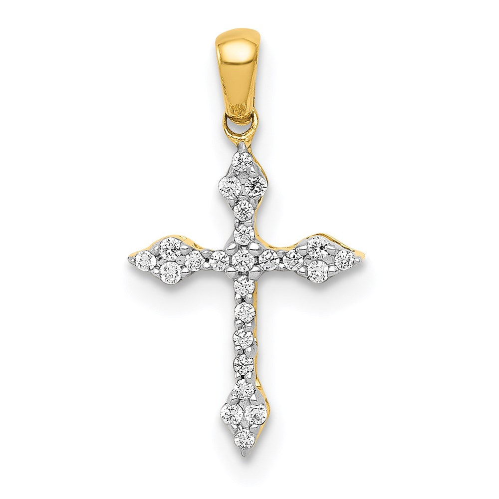 14k yellow gold 1 15ct real diamond cross pendant pm5076 008 ya
