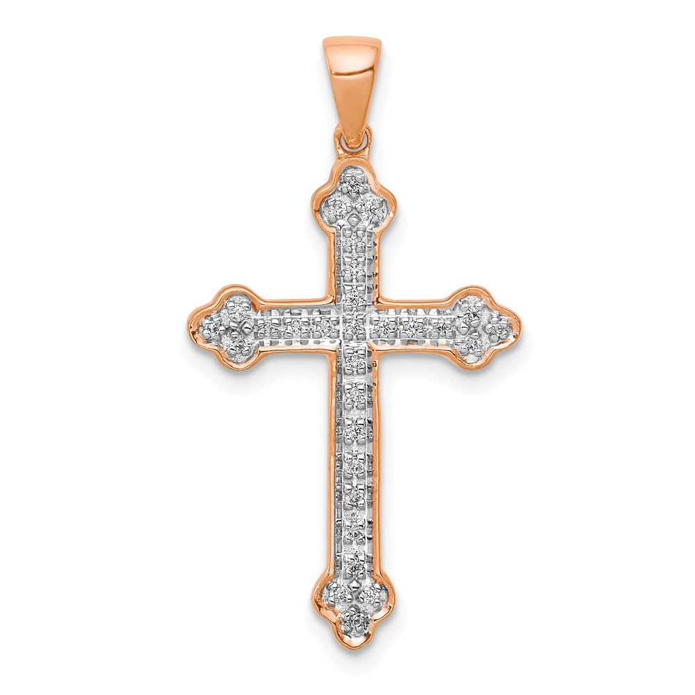 14k rose gold rhodium real diamond cross pendant pm5077 010 ra